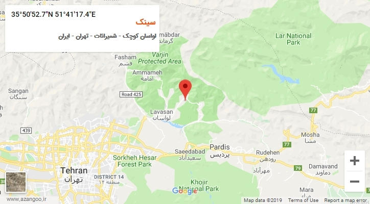 روستای سینک بر روی نقشه