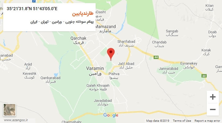 روستای طارندپایین بر روی نقشه