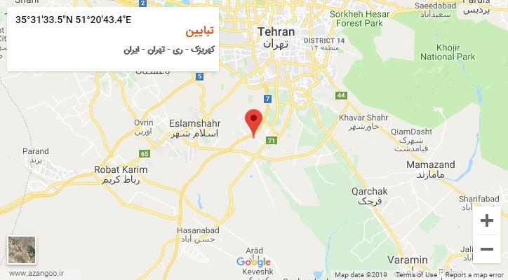 روستای تبایین بر روی نقشه