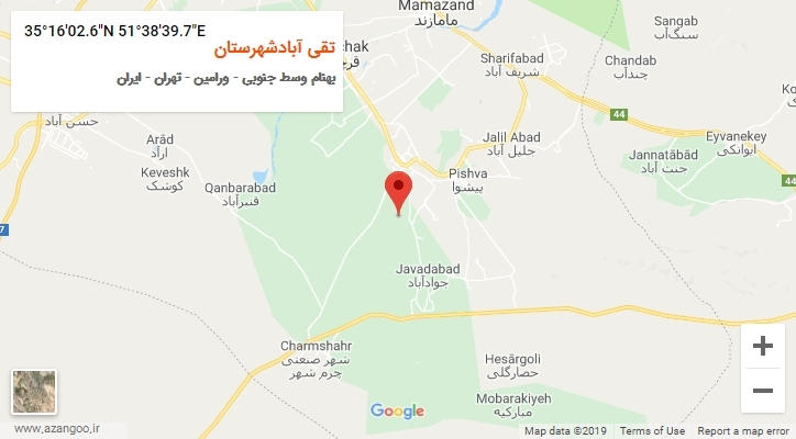 روستای تقی آبادشهرستان بر روی نقشه