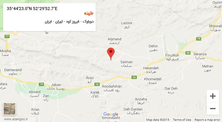 روستای طهنه بر روی نقشه