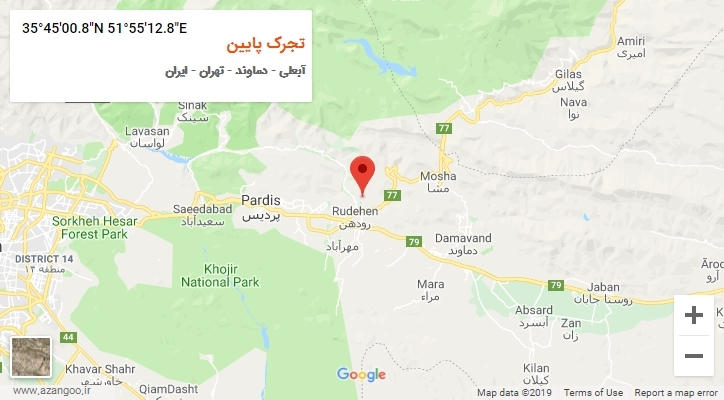 روستای تجرک پایین بر روی نقشه
