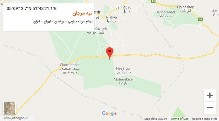 روستای تپه مرجان بر روی نقشه