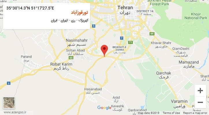روستای تورقوزآباد بر روی نقشه
