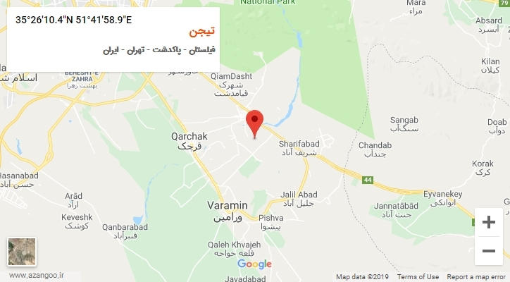 روستای تیجن بر روی نقشه
