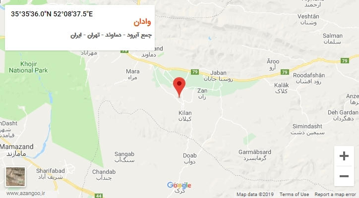 روستای وادان بر روی نقشه