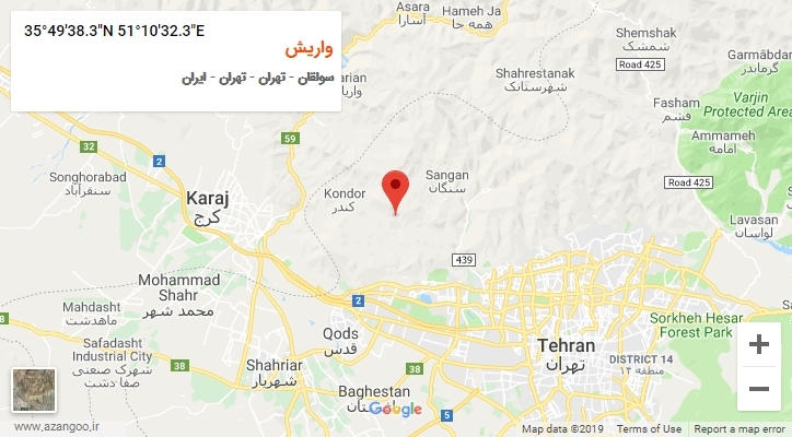 روستای واریش بر روی نقشه