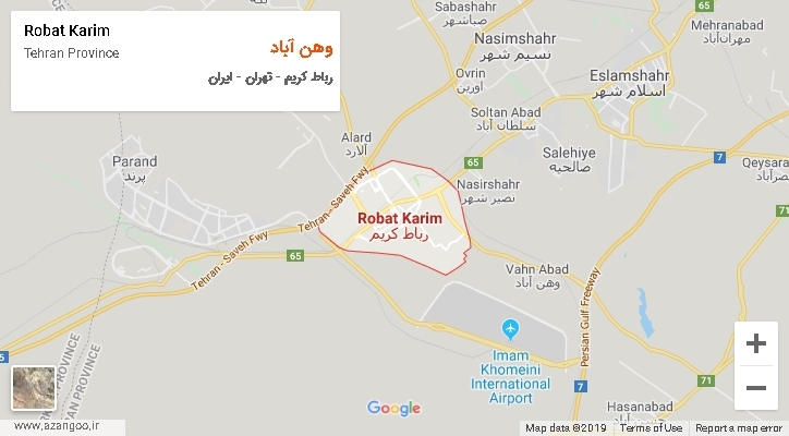 دهستان وهن آباد بر روی نقشه