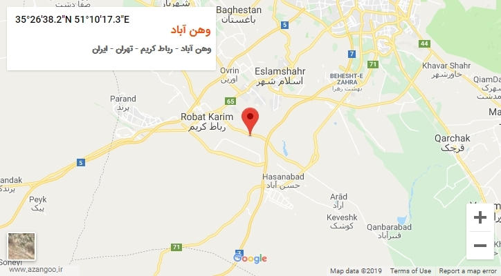 روستای وهن آباد بر روی نقشه