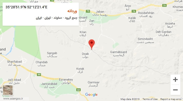 روستای وردانه بر روی نقشه