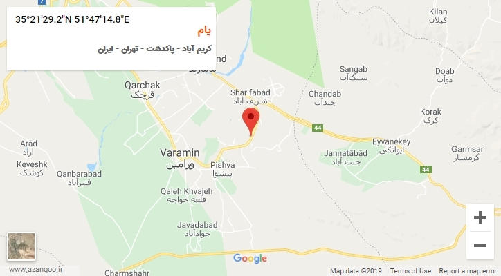 روستای یام بر روی نقشه