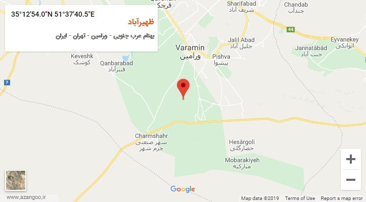 روستای ظهیرآباد بر روی نقشه