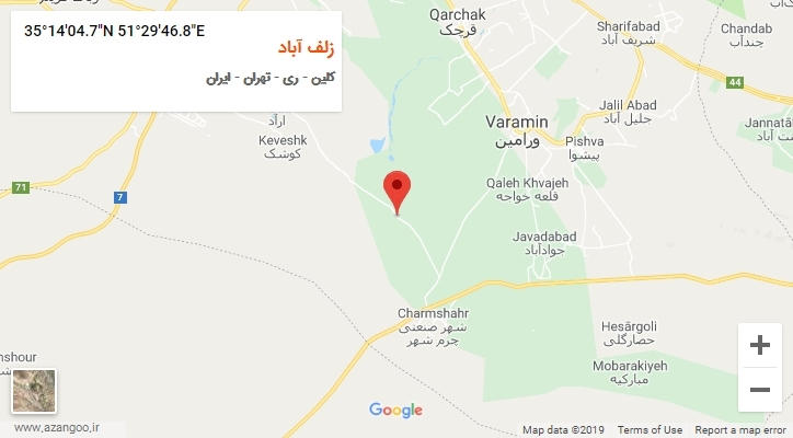 روستای زلف آباد بر روی نقشه