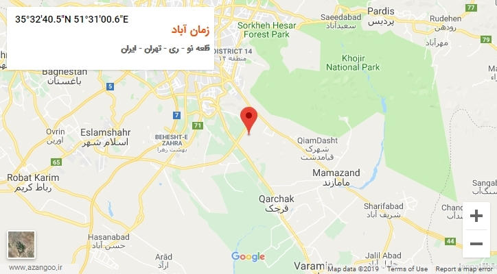 روستای زمان آباد بر روی نقشه
