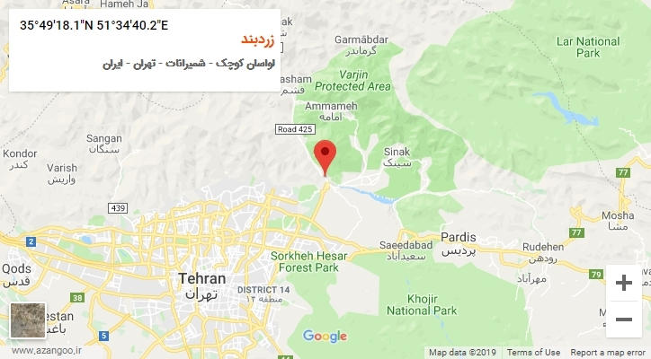 روستای زردبند بر روی نقشه