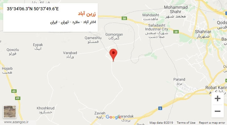 روستای زرین آباد بر روی نقشه