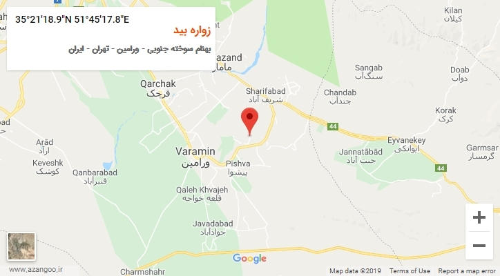 روستای زواره بید بر روی نقشه
