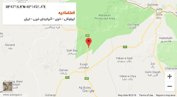 روستای اعتضادیه بر روی نقشه