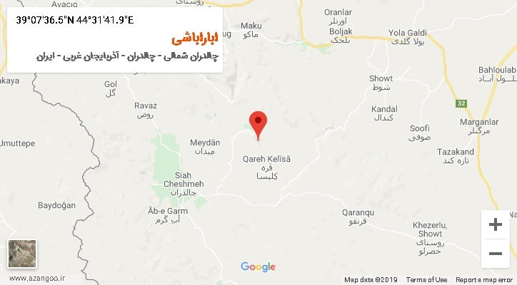 روستای اباراباشی بر روی نقشه