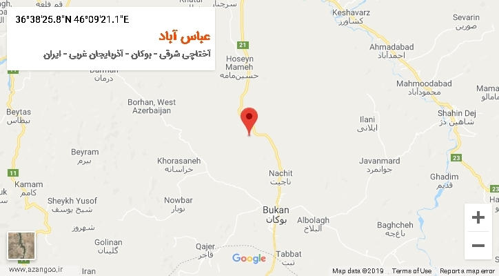 روستای عباس آباد بر روی نقشه