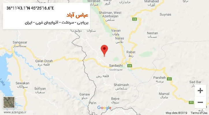 روستای عباس آباد بر روی نقشه