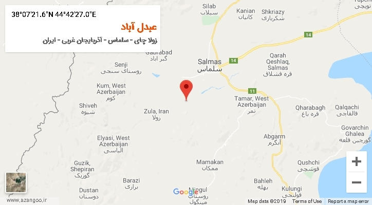 روستای عبدل آباد بر روی نقشه