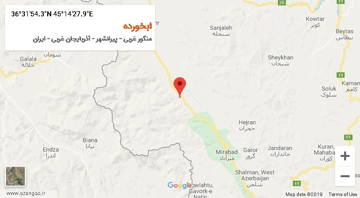 روستای ابخورده بر روی نقشه