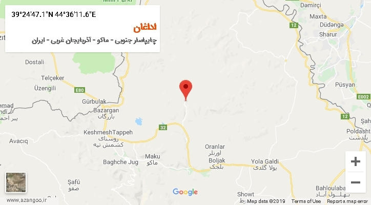 روستای اداغان بر روی نقشه