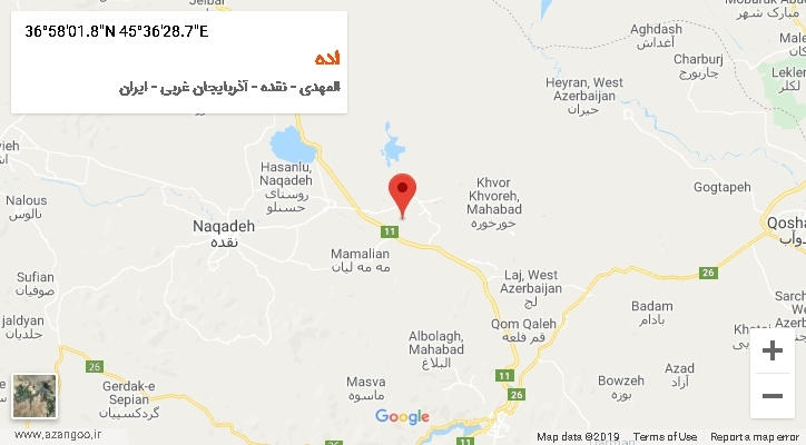 روستای اده بر روی نقشه