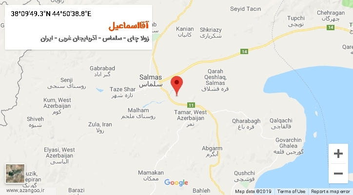 روستای آقااسماعیل بر روی نقشه
