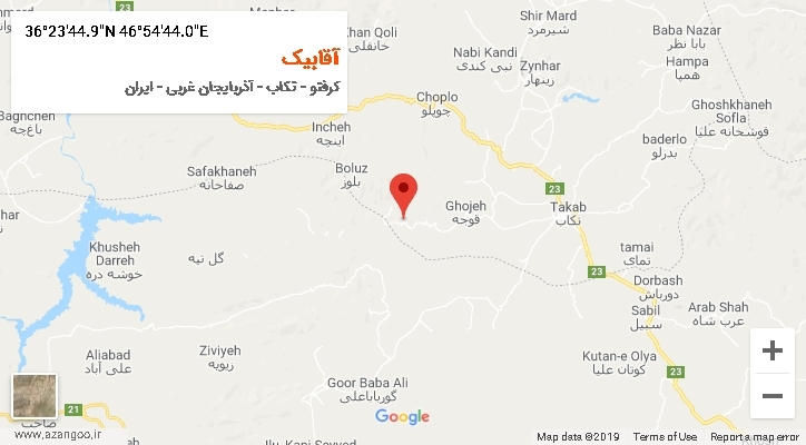 روستای آقابیک بر روی نقشه