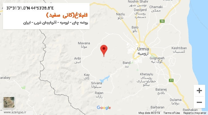 روستای اغبلاغ(کانی سفید) بر روی نقشه