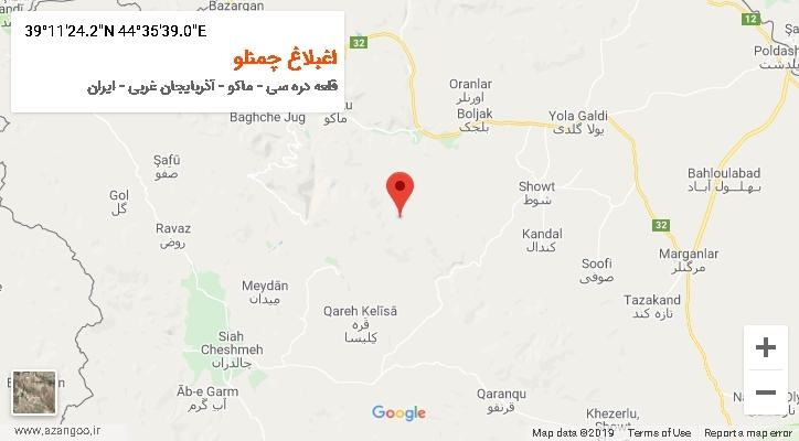 روستای اغبلاغ چمنلو بر روی نقشه