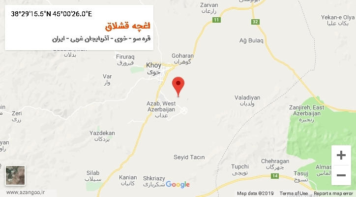 روستای اغچه قشلاق بر روی نقشه