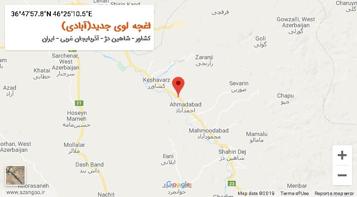 روستای اغچه لوی جدید(آبادی) بر روی نقشه