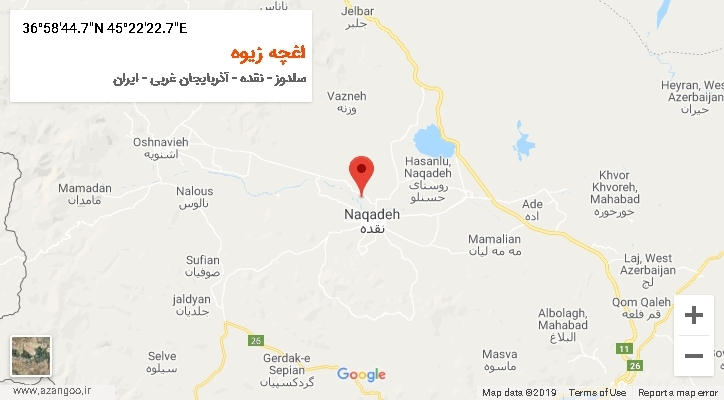 روستای اغچه زیوه بر روی نقشه