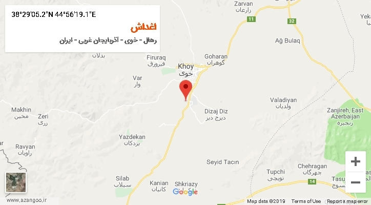 روستای اغداش بر روی نقشه