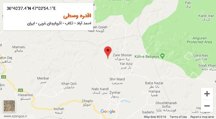 روستای اقدره وسطی بر روی نقشه