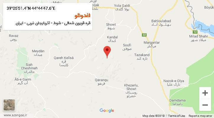روستای اغدونلو بر روی نقشه