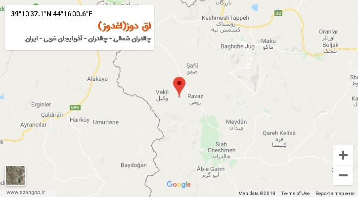 روستای اق دوز(اغدوز) بر روی نقشه