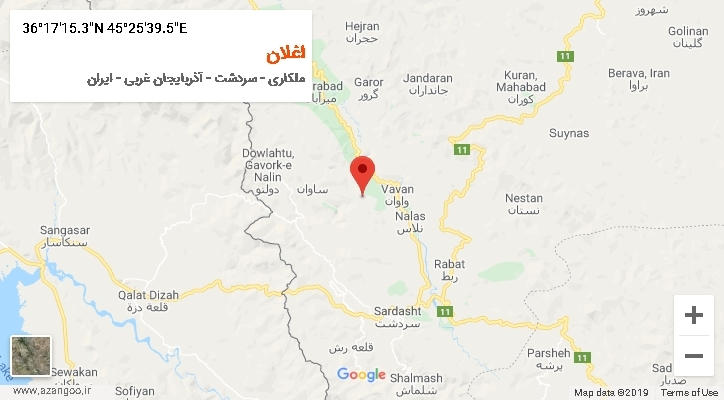 روستای اغلان بر روی نقشه