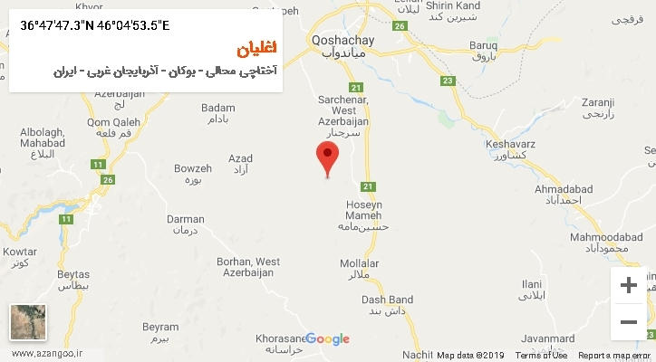 روستای اغلیان بر روی نقشه