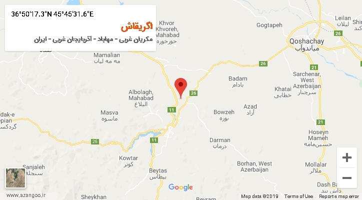 روستای اگریقاش بر روی نقشه