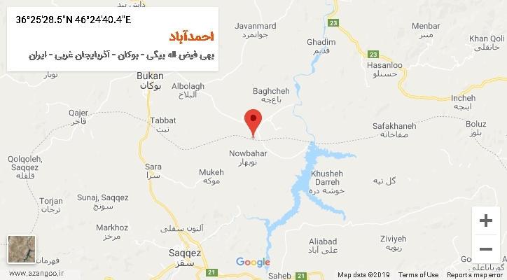 روستای احمدآباد بر روی نقشه