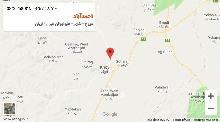 روستای احمدآباد بر روی نقشه