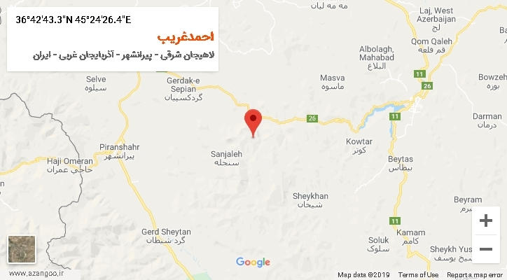 روستای احمدغریب بر روی نقشه