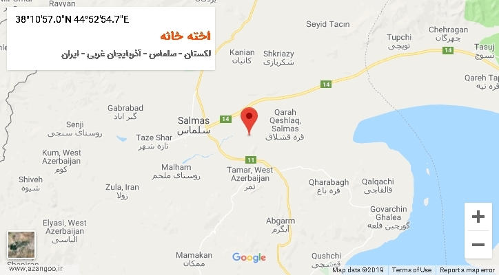 روستای اخته خانه بر روی نقشه