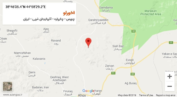 روستای اخورلو بر روی نقشه