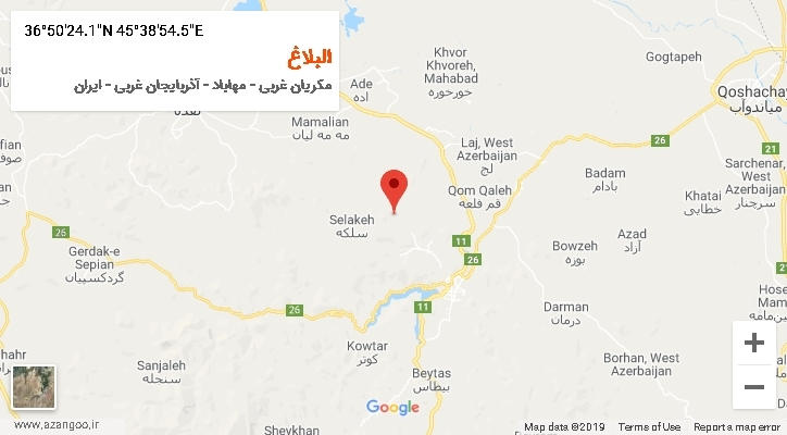 روستای البلاغ بر روی نقشه