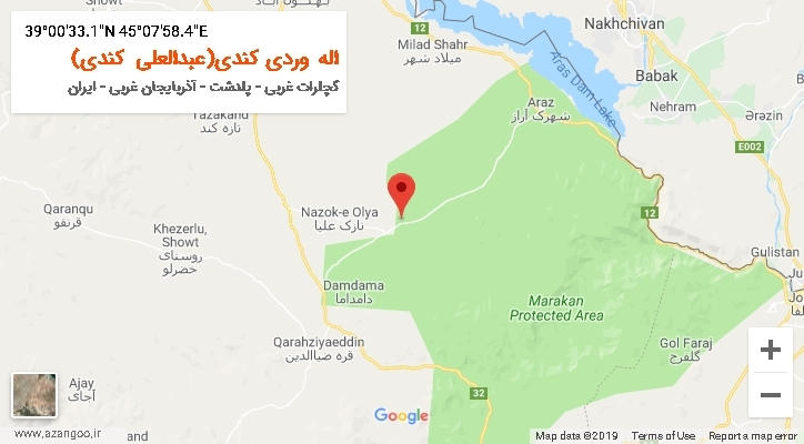روستای اله وردی کندی(عبدالعلی کندی) بر روی نقشه